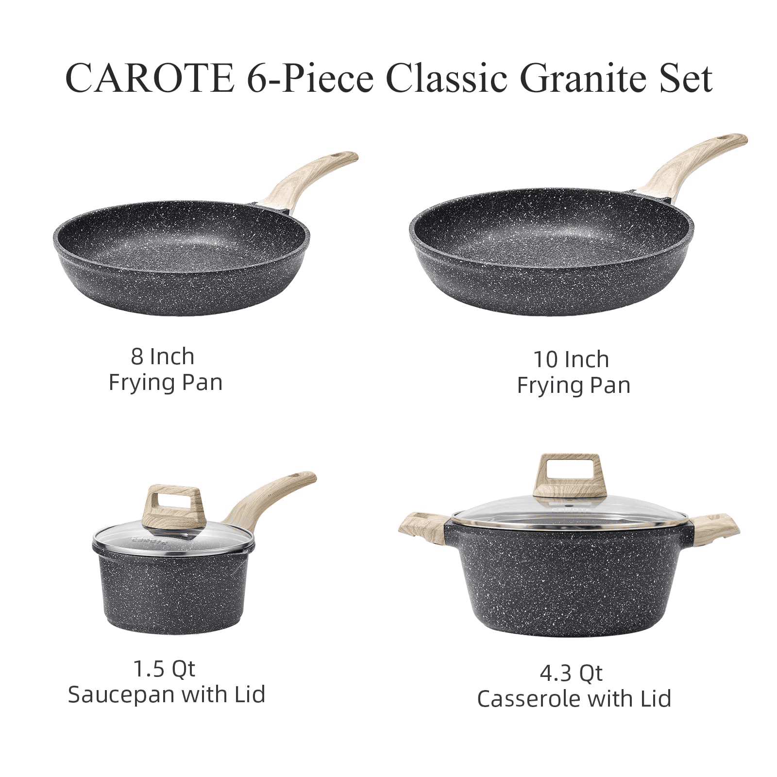 Carote Nonstick Pots and Pans Set, Granite Stone Kitchen