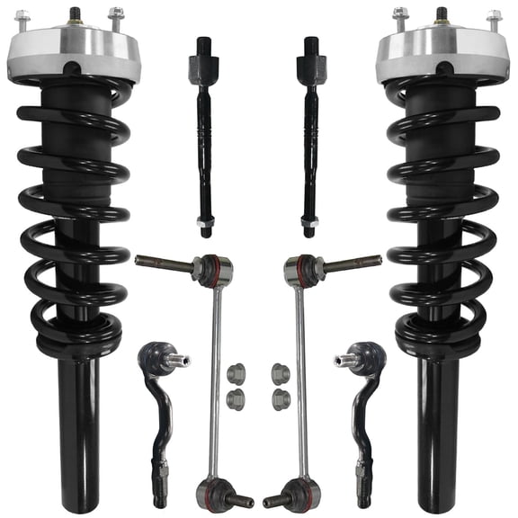Detroit Axle - 8pc Front Struts w/Coil Spring Tie Rod End Sway Bar for BMW 2007-2013 X5 2008-2014 X6