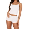 thumbnail image 5 of Dagugfen Pajama Sets for Women Sleeveless Camisole Tops Spaghetti Strap Elastic Waist 2" Shorts Home Sleepwear Sets(L,White), 5 of 6
