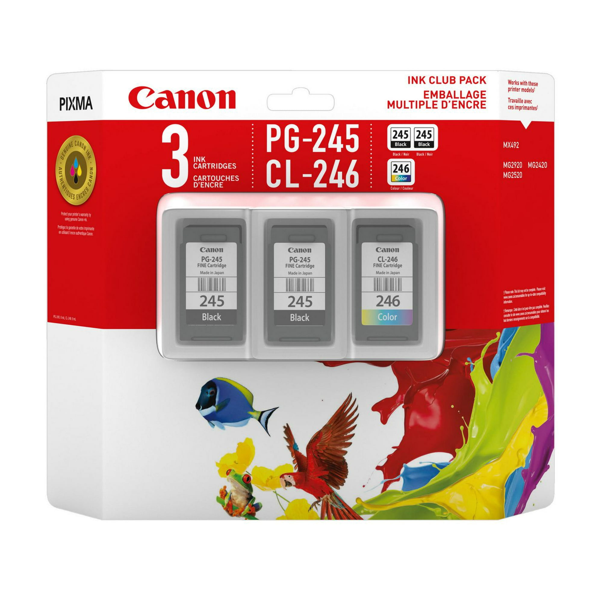 Canon Canada Inc Canon Pg 245 Cl 246 Ink Club Pack Black Colour 2 3 Ink Catridges Walmart