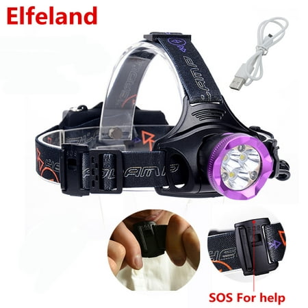 4000Lm T6 LED Headlamp Headlight Flashlight Torch 4 Modes + USB Cable 18650 battery For Running