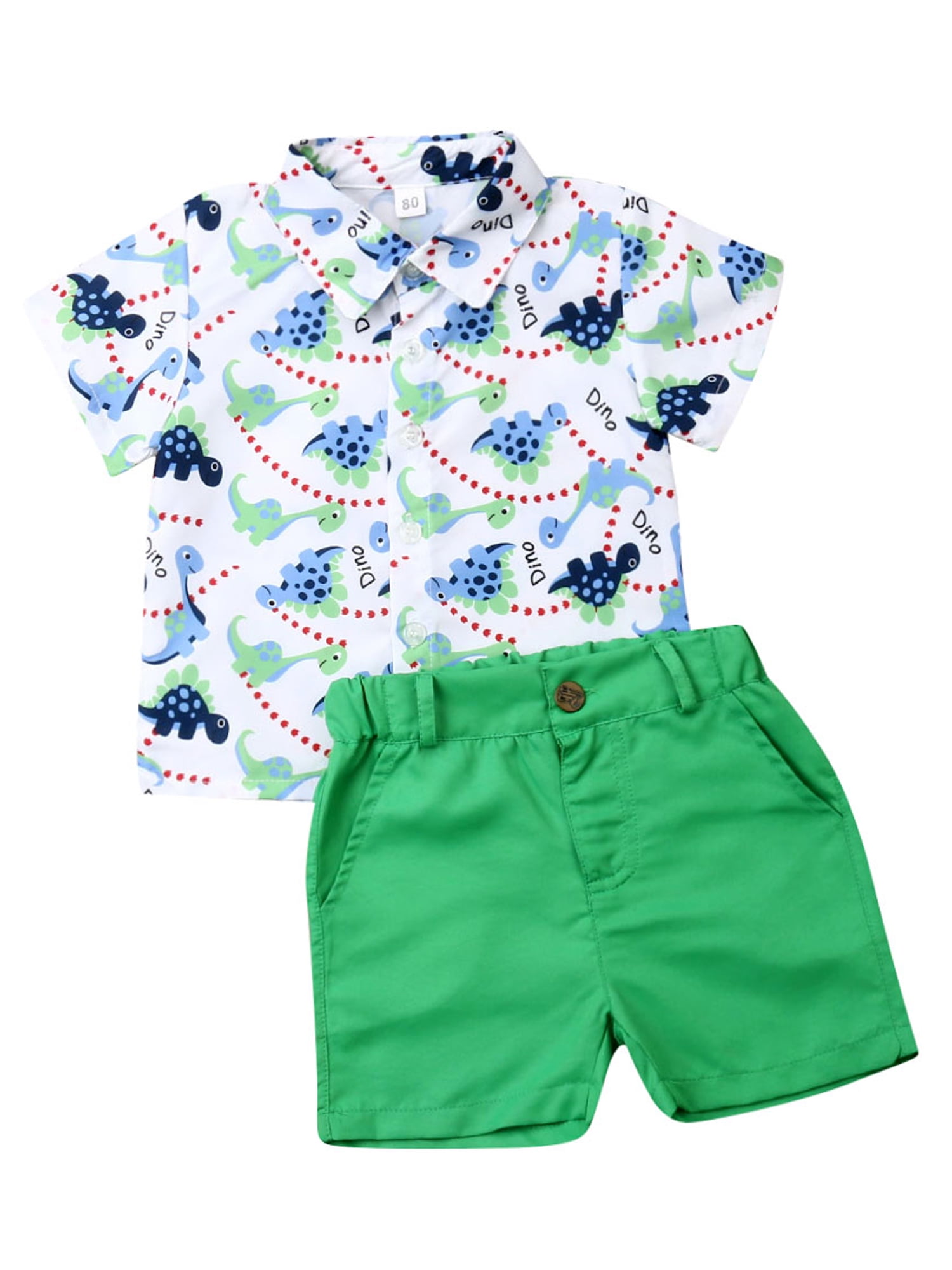 TheFound Toddler Baby Boy Short Sleeve Button Down Shirt Shorts Set 2T
