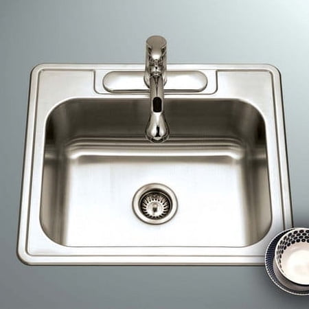 Houzer A2522-65BS3-1 25 x 22 x 6.5 25 x 22 Stainless Steel Topmount 3-hole Single Bowl Kitchen Sink