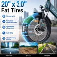 thumbnail image 6 of Lilypelle Folding Electric Bicycle for Adults,48V 500Wh UL2849(By SGS) Battery,Peak 1200W Motor,20"×3.0" Fat Tire 7 Speed Off-Road Electric Step-Thru Bicycle, 20MPH, Fits for 4'9" to 6'5",30-50Miles, 6 of 11