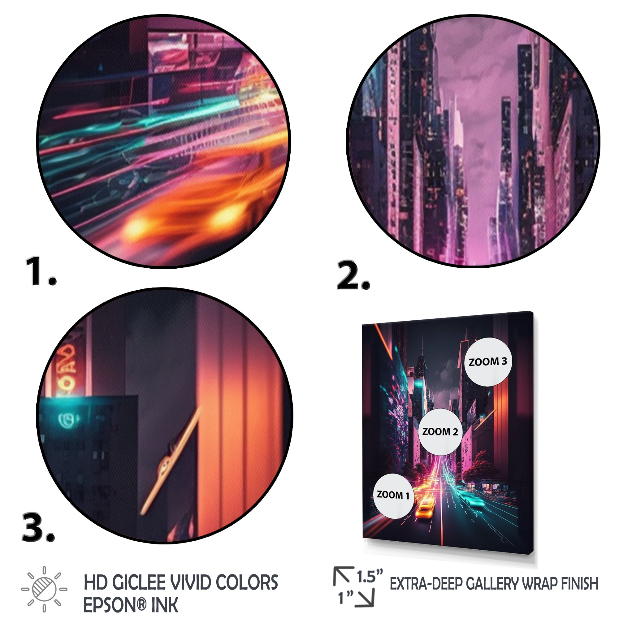 Designart Futuristic New York City Neon I Canvas Wall Art