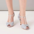 thumbnail image 4 of XYD Women Peep Toe T-Strap Butterfly Shaped Sandals Mid Heels Bridal Fancy Ballroom Pumps Shoes Size 7 Blue, 4 of 4