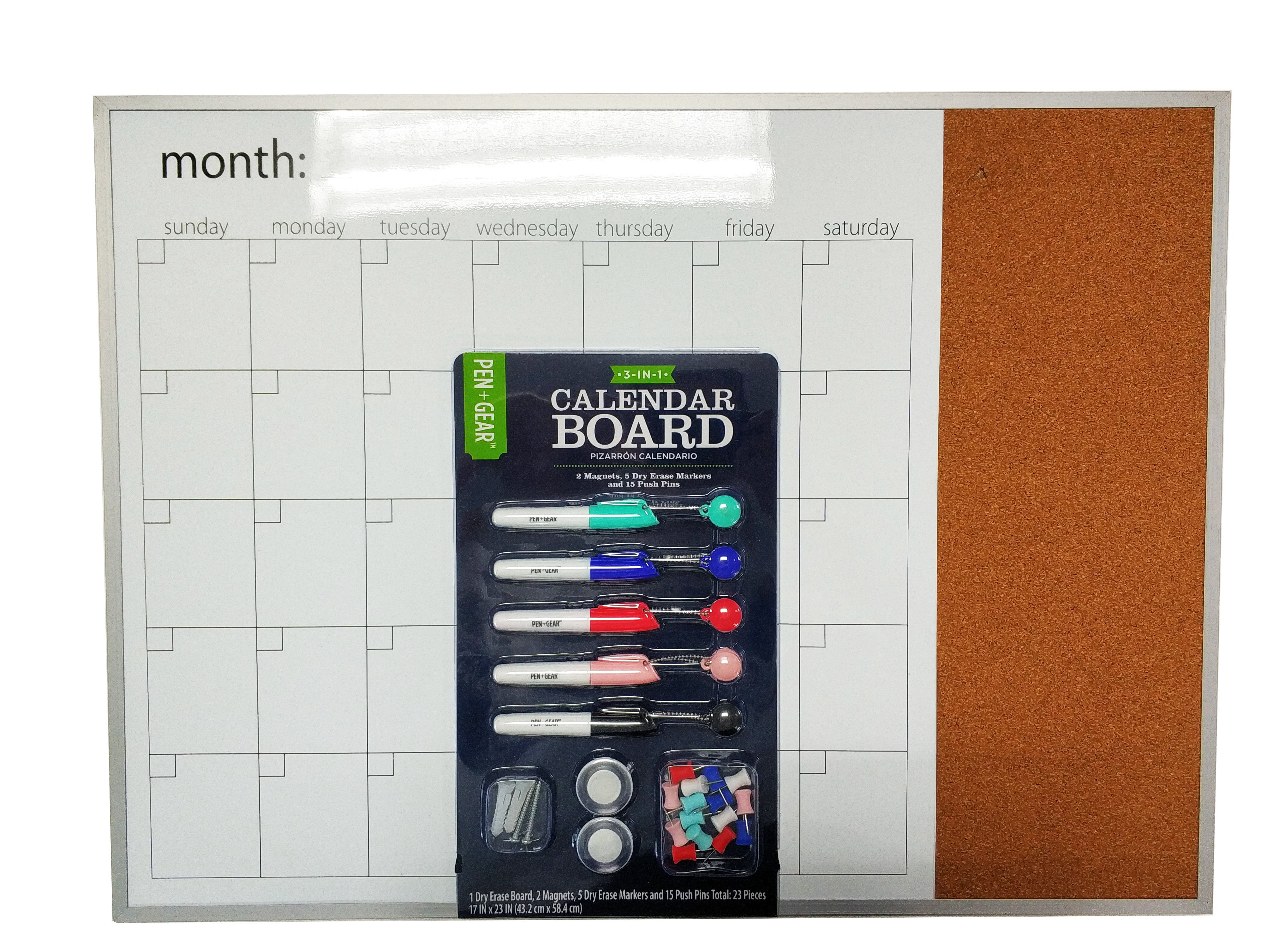 Pen Gear 3 In 1 Calendar Board With Aluminum Frame 17 X 23 Walmart