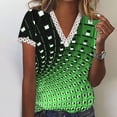 thumbnail image 2 of Patlollav Women Tshirts Under $10, Women's Summer Tops V-Neck Lace Patchwork Printed Short Sleeve Casual Blouse S-Xxxl, 2 of 6