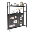 thumbnail image 5 of Black Desk Bookshelf Organizer Rack, 2 Tier Desk Shelf with Grid Pane & Pegboard Hooks Set, Desktop Hutch Bookshelf Office Supplies Organizer, 5 of 27