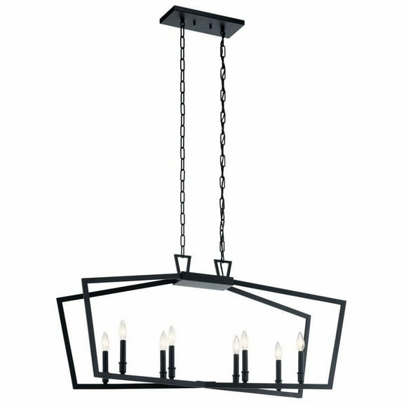 Coastal Modern Farmhouse Eight Light Chandelier-Black Finish Bailey Street Home 147-Bel-3087056
