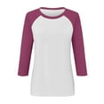 thumbnail image 5 of FNFYFH 3/4 Sleeve Baseball Tees for Women 2025 Summer Casual Crewneck Pullover Athletic Raglan Sleeve Tops Lightweight Patchwork Blouses, 5 of 7