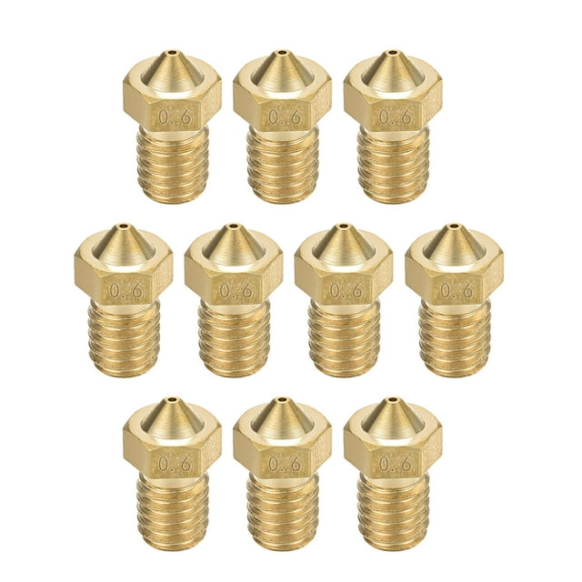 Boquilla de impresora 3D de 0.6mm, adecuada para cabezal de extrusión V6, para filamento de 1.75mm, latón, 10 piezas