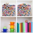 thumbnail image 6 of Yayeee Canvas Storage Basket with Handles for Shelves Fabric Bins Closet Organizer, Yellow Colorful Circles, 6 of 8