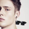 1 Pairs of Earrings Stainless Steel Multiple Black Simple Ear Studs for Men Women Punk Style CZ