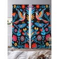 thumbnail image 3 of Mexico Flower Bird Sheer Curtains 96 Inches Long 2 Panels Vintage Colorful Symmetry Art Light Filtering Semi Sheer Window Curtains Drapes for Bedroom Living Room 52"x96", 3 of 7