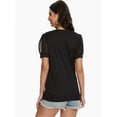 thumbnail image 4 of Women's V-Neck Cropped T-Shirt - Swiss Dot Puff Sleeve Casual Top - Loose Fit Summer Basic Tee, 4 of 6