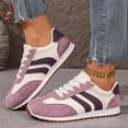 thumbnail image 2 of EKVAHL Women's Retro Low-Top Suede Sneakers, Lace-Up Casual Color Block Shoes, Breathable Rubber Sole Non-Slip Mesh Walking Trainers Purple, 2 of 6