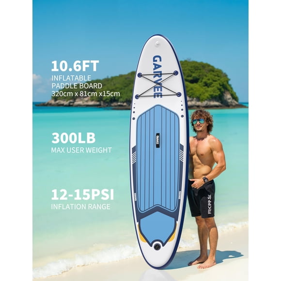 Kojooin Inflatable Stand Up Paddle Board for Adults and Youth, 10 ft 6 Inch Stable SUP with Non-Slip Deck and Full Kit