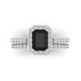 thumbnail image 2 of 2.22 ct Brilliant Emerald Cut Natural Onyx 14k White Gold Halo Solitaire with Accents Engagement Bridal Wedding Ring Band Set size 10.5, 2 of 7