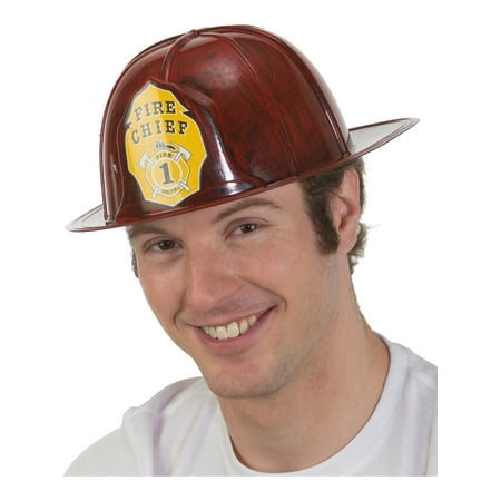 Adult's Brushed Red Fireman Firefighter Chief Hat Costume Accessory
