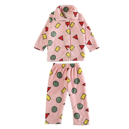 

YWDJ Pajamas for Kids Toddler Kids Baby Boys Girls Cartoon Pajamas Winter Warm Coats Pants Outfits Set Pink 90
