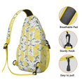 thumbnail image 2 of Lightweight Lemon Print Travel Sling Backpack, Retro Vintage Floral Pattern Crossbody Bag with Bright Yellow Fruit Print, Multi-Functional Storage, 2 of 6