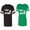 Men Black / Women Green, variant on The King His Queen Unisex Couple Matching Cotton Jersey style T-Shirt Contrasting stripes on sleeves (Men Black / Women Black) (Men S / Women S)