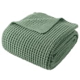 thumbnail image 3 of Battilo Sage Green Cable Knit Throw Blanket,Lightweight Decorative Waffle Blanket for Spring Decor,50"x60", 3 of 9