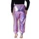 thumbnail image 3 of Pantalones jogger de mujer plus size Agnes Orinda, metálicos, brillantes, de cintura alta, elásticos, pantalones holográficos, sudadera 2X púrpura azul, 3 of 6