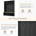 thumbnail image 5 of 78''H Hall Tree with Wide Storage Seating Bench, Entryway Shoe Cabinet with 13 Compartments,Coat Rack with 6 Hooks for Mudroom,Living room,Black, 5 of 9