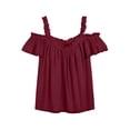 thumbnail image 5 of BILIKEYU Vacation Beach Outfits for Women,&nbsp;Off Shoulder Flutter Short Sleeve Renaissance Peasant Top Cute Summer Blouses Trendy 2026 Boho Flowy Shirts, Wine, 5 of 5