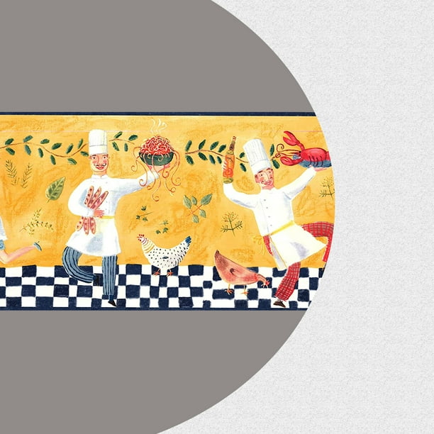 Wallpaper Border Art Pattern Restaurant Chefs Cake Lobster Pasta