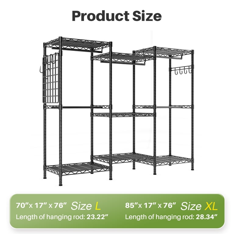 HOKEEPER Portable Closet Organizer, 1600LBS, 5 Hang Rods, 7