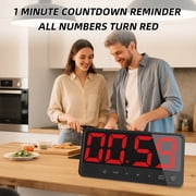 PULIVIA Rechargeable LED Digital Timer with Countdown, Memory, 6 Alarm Sounds, Adjustable Volume, Magnetic Stand, USB-C – for Kitchen, Study, Office