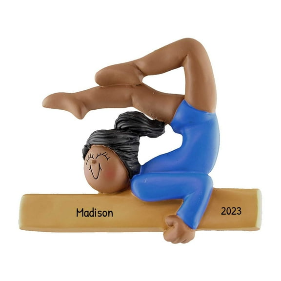 Personalized Gymnastics Ornament for Girl 2024 - Gifts for Gymnasts, Gymnastics Christmas Ornament, Gymnast Ornament, Gymnastics Gifts, Gymnast Gifts - Black Gymnast - Free Customization