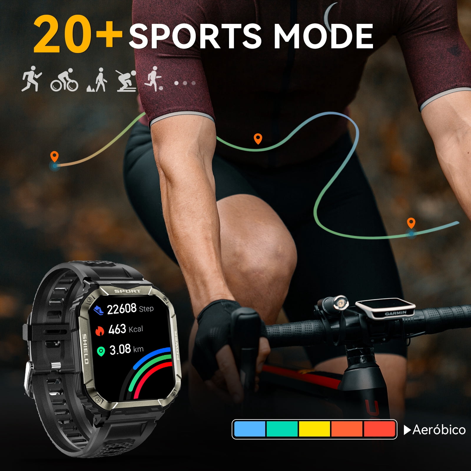 Jelloo Smartwatch for Men, 1.83'' HD Rugged Sports Smart watch Fitness Tracker with Bluetooth Calling and Answer, Compatible with Android iPhone Samsung Phones