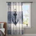 thumbnail image 4 of Navy Blue Nautical Sheer Curtains 54 Inches Long, Coastal Blue Striped Vintage Light Filering Curtains, Breathable Simi Curtain Privacy Drapes for Kitchen Bathroom Nursery Small Window Treatment, 4 of 9