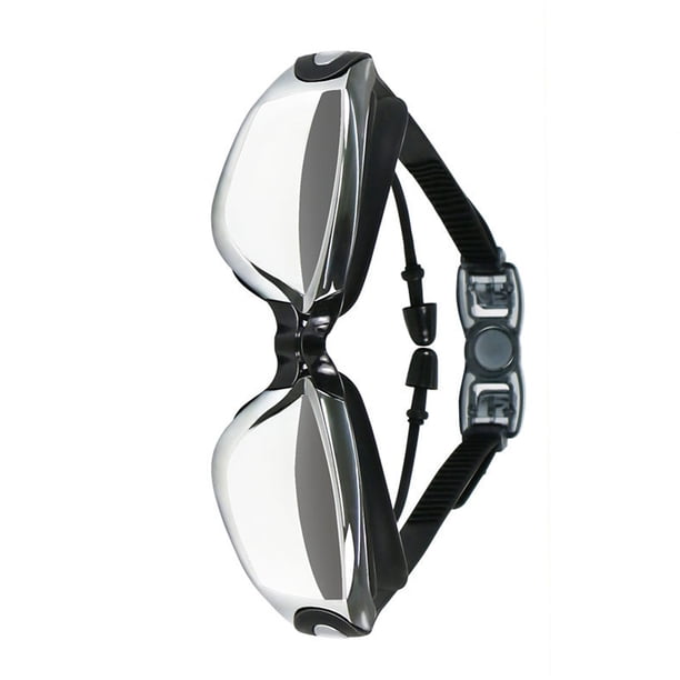 Gafas de natación antivaho, impermeables, transparentes, de visión amplia, con tapones para los oídos de silicona suave para hombres y mujeres, color negro