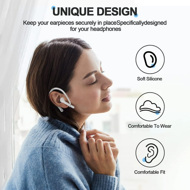 Sidaley 2 pares de ganchos de silicona para auriculares inalámbricos Bluetooth, herramienta antipérdida, cómodos de llevar, sílice Cables de audio/vídeo
