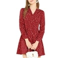 thumbnail image 5 of MODA NOVA Junior's Polka Dots Print V Neck A-Line Casual Dress, 5 of 6