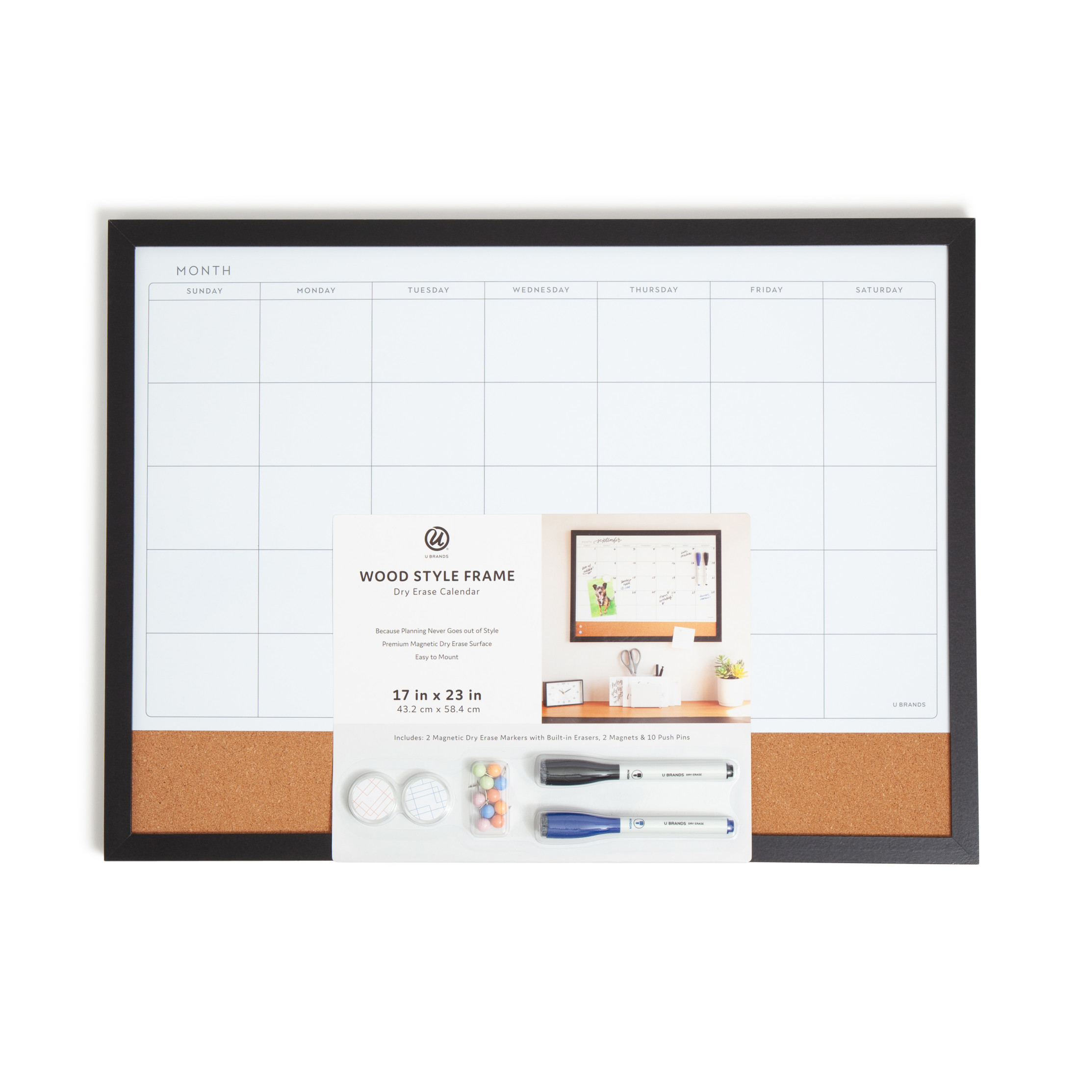 U Brands Magnetic Dry Erase Calendar Board, 23x17" photo 7