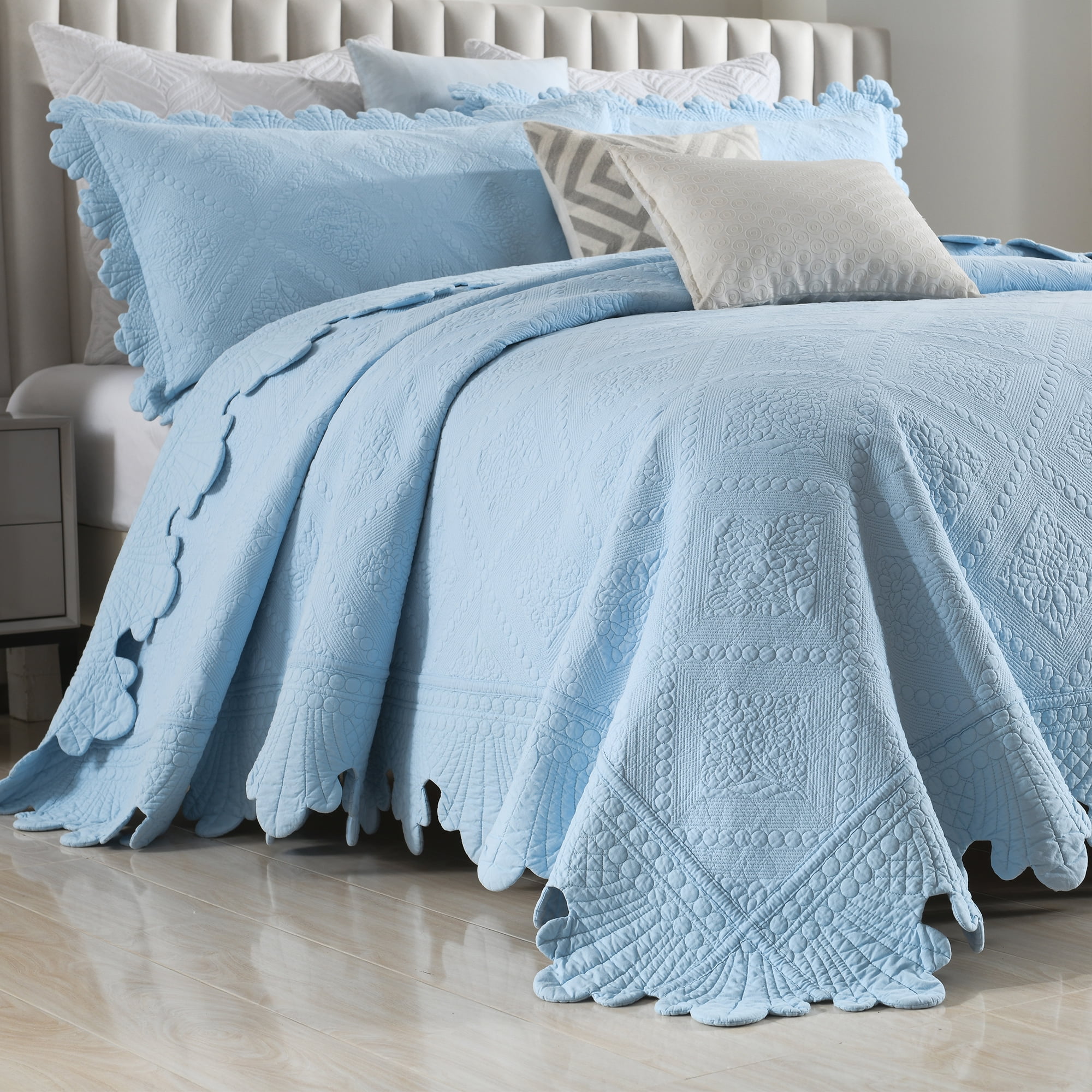 MarCielo 3Pcs 100% Cotton Oversized Quilt Bedspread Coverlet Set TK