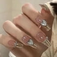 thumbnail image 2 of LAICAIW RUNRAYAY 24Pcs Press on Nails Medium, Heart Design Fake Nails with Nail Rhinestones, False Nails with Designs Acrylic Stick on Nails for Women and Girls, 2 of 5
