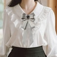 thumbnail image 6 of Pre-tied bow tie for women with bow tie decoration collar bow tie elegant ribbon gray, 6 of 8