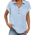 thumbnail image 2 of T Shirts for Women 2026 Summer Short Sleeve V Neck Collared Business Casual Office Work Tshirt Blouse, 2 of 8