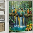 thumbnail image 6 of Orinice Tropical Parrot Shower Curtain Spring Nature Forest Waterfall Colorful Birds on The Branch Summer Lush Jungle Plant Natural Landscape Bathroom Polyester Fabric Curtain Set  69x72, 6 of 7