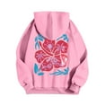 thumbnail image 5 of Puliio Womens Hoodies Back Flower Print Long Sleeved Hooded With Pocket Loose Comfortable Pullover Overszie Drawstring Hoody Cappped Tops, 5 of 5