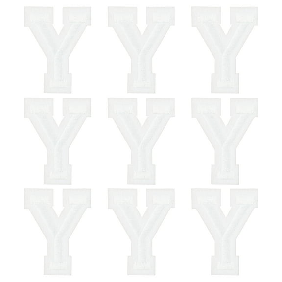 Uxcell Iron on Letter Patches 2" Alphabet Y Iron on Embroidered Patch for Clothing Repair(White, Pack of 9)