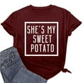 thumbnail image 2 of LEAVINGSUO Womens Valentine's Day T-Shirts Valentine's Day Letter Printing Short Sleeve Women's Top Short Sleeve Round Neck Top/Shirt, 2 of 5
