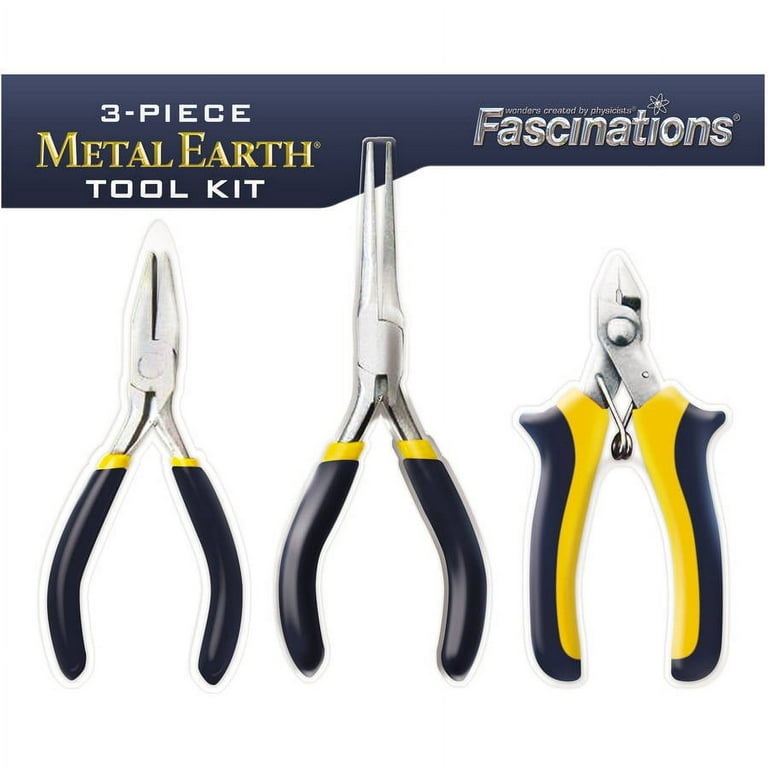 Fascinations 3-Piece Metal Earth Tool Kit, Includes Clipper Flat Nose and  Needle Nose Pliers